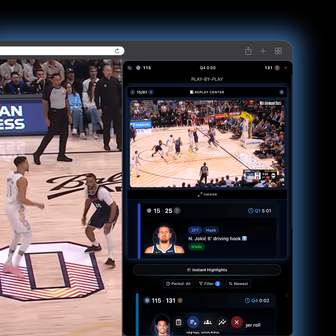 GameDash Instant Highlights & Play-by-Play feature